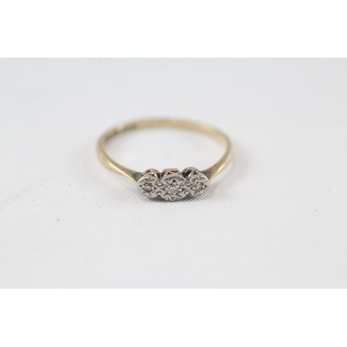 95 - 9ct gold vintage single cut diamond trilogy ring (1.5g) Size  Q