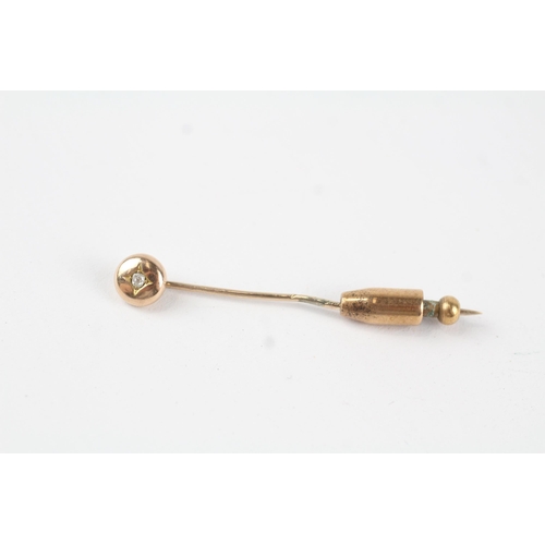 98 - 14ct gold antique old mine cut diamond set stick pin (2.6g)