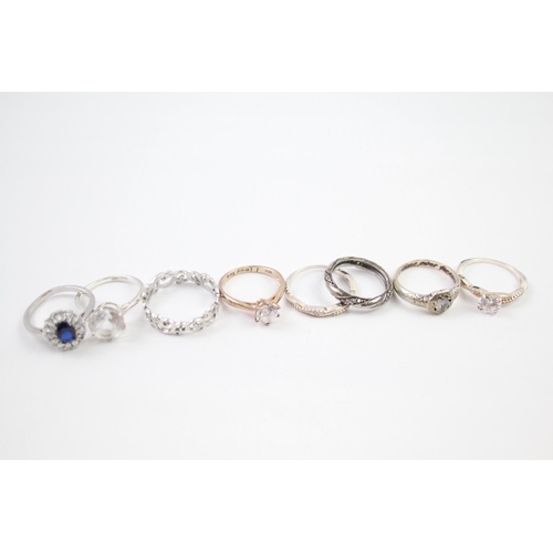 182 - Eight sterling silver Cubic Zirconia rings (22g)