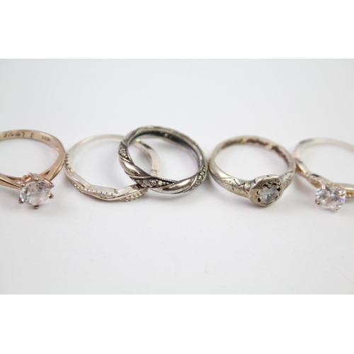 182 - Eight sterling silver Cubic Zirconia rings (22g)