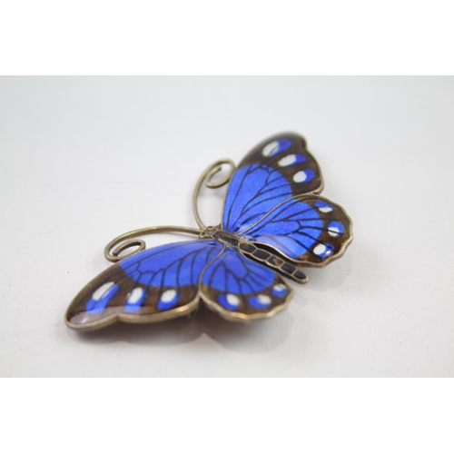 183 - Marius Hammer sterling silver enamel butterfly brooch (15g)