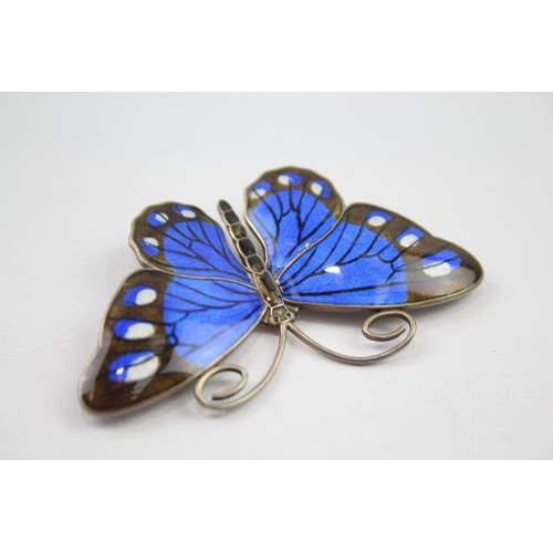 183 - Marius Hammer sterling silver enamel butterfly brooch (15g)