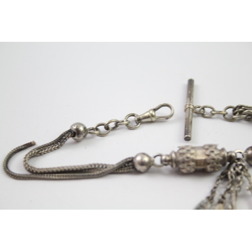 189 - Antique sterling silver Albertina with 1902 coronation charms, as seen (20g)