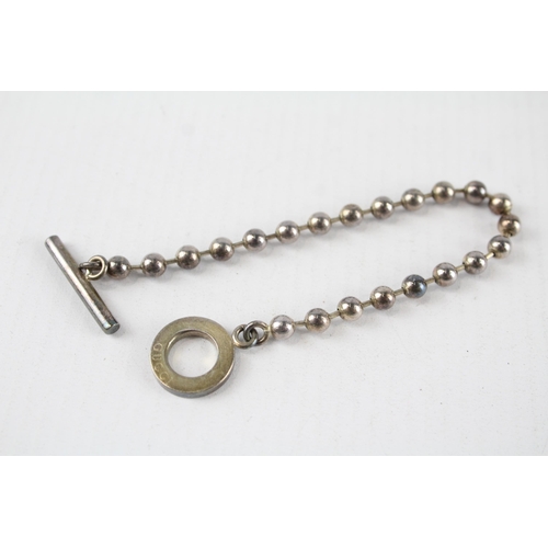 200 - Gucci sterling silver t bar ball link bracelet (14g)