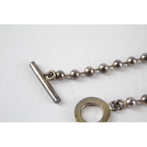 200 - Gucci sterling silver t bar ball link bracelet (14g)