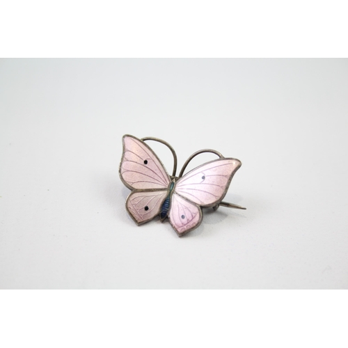 216 - Marius Hammer sterling silver enamel butterfly brooch (3g)