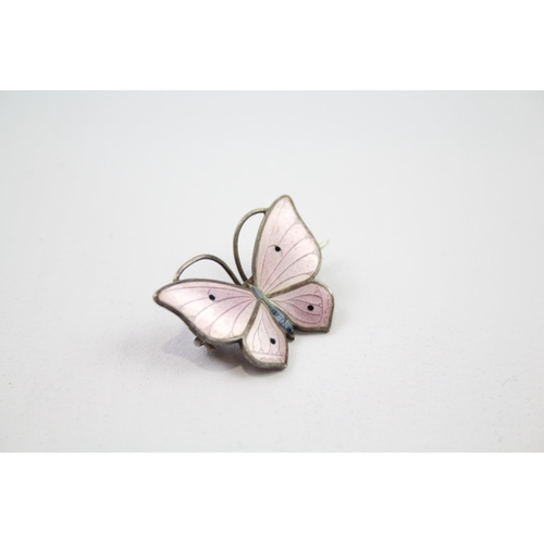 216 - Marius Hammer sterling silver enamel butterfly brooch (3g)