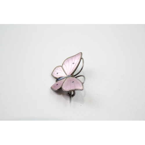 216 - Marius Hammer sterling silver enamel butterfly brooch (3g)