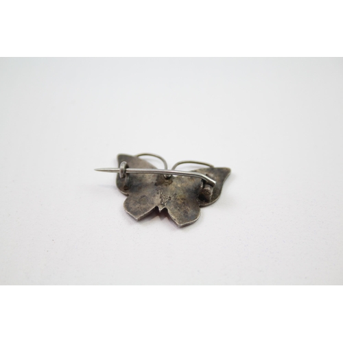 216 - Marius Hammer sterling silver enamel butterfly brooch (3g)