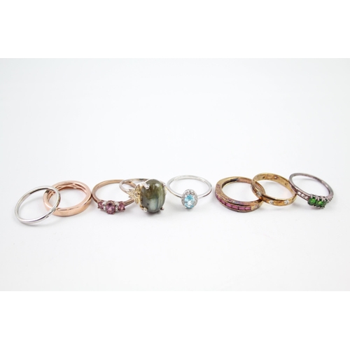 223 - A collection of sterling silver gemstone rings (21g)