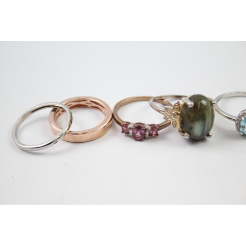 223 - A collection of sterling silver gemstone rings (21g)