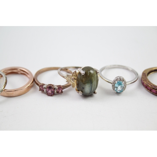 223 - A collection of sterling silver gemstone rings (21g)