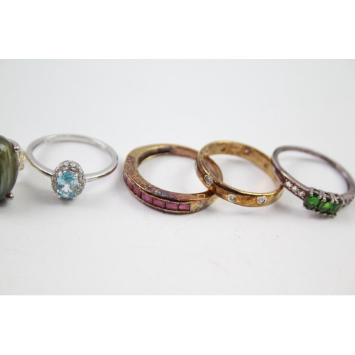 223 - A collection of sterling silver gemstone rings (21g)