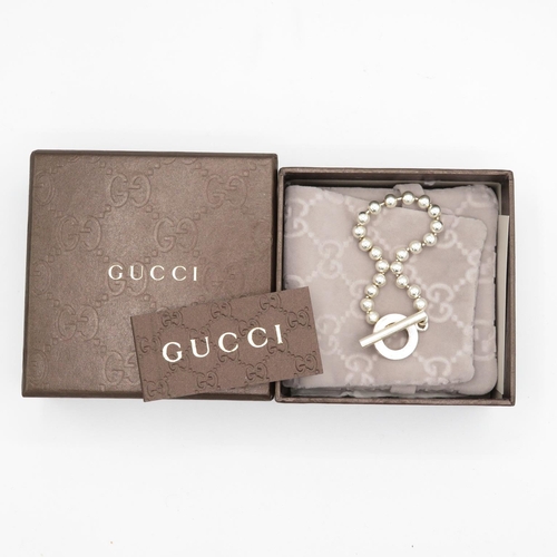 166 - Silver bracelet by designer Gucci in original box (15g)