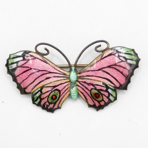 173 - Silver enamel butterfly brooch (12g)