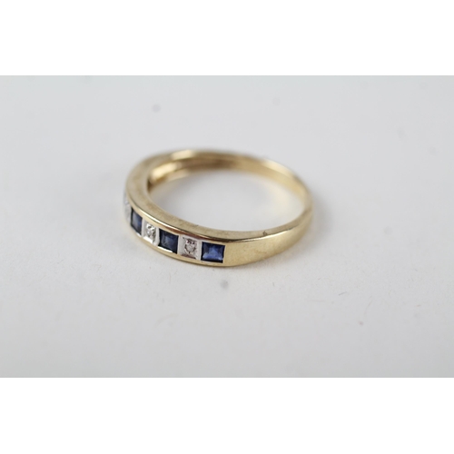 118 - 9ct gold sapphire & diamond half eternity (1.8g) Size  L 1/2