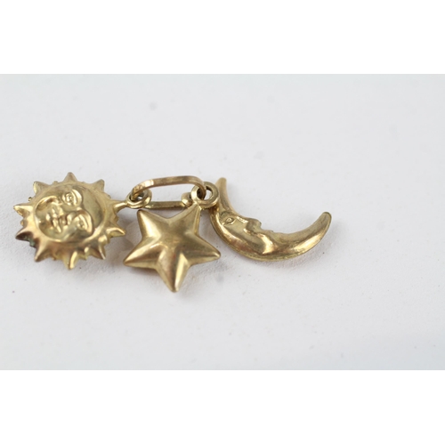 14 - 9ct gold sun, moon & star pendant (1g)