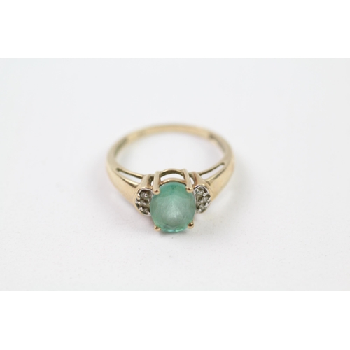 141 - 9ct gold apatite & diamond ring (2.8g) Size  P 1/2