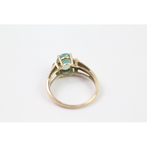 141 - 9ct gold apatite & diamond ring (2.8g) Size  P 1/2