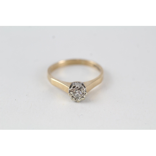 154 - 9ct gold vintage diamond solitaire ring (2.8g) Size  P