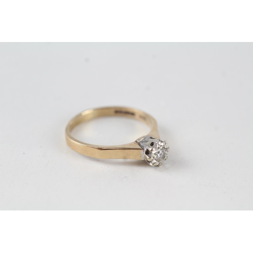 154 - 9ct gold vintage diamond solitaire ring (2.8g) Size  P