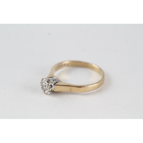 154 - 9ct gold vintage diamond solitaire ring (2.8g) Size  P