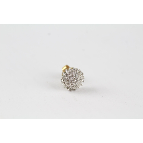 16 - 9ct gold vintage diamond cluster stud earrings (1.9g)