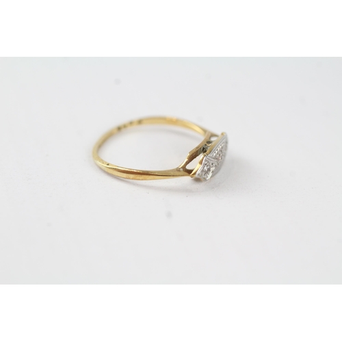 30 - 18ct gold 1920's/1930's platinum set diamond ring (1.5g) Size  M