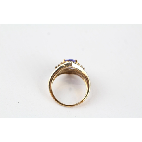 32 - 9ct gold tanzanite & diamond dress ring (4g) Size  N 1/2