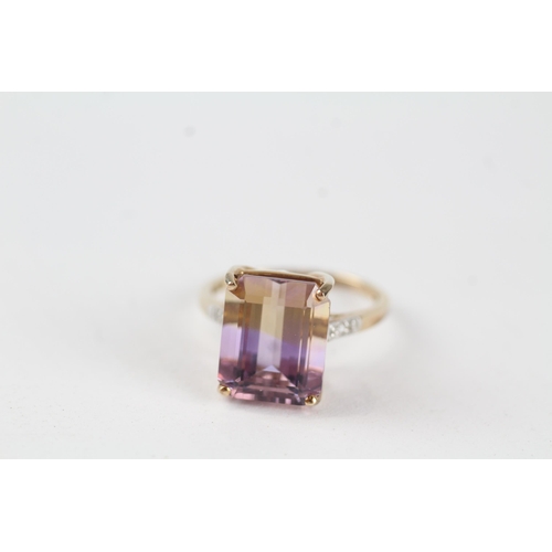 35 - 9ct gold ametrine & diamond dress ring (3.4g) Size  O