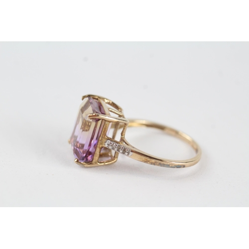 35 - 9ct gold ametrine & diamond dress ring (3.4g) Size  O