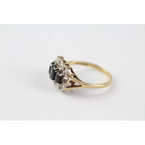 37 - 9ct gold sapphire & diamond cluster ring (2.5g) Size  P