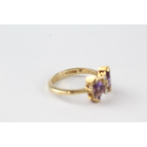 44 - 9ct gold amethyst & diamond dress ring (3.2g) Size  L