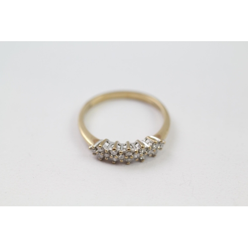 52 - 9ct gold diamond cluster half eternity ring (1.5g) Size  N