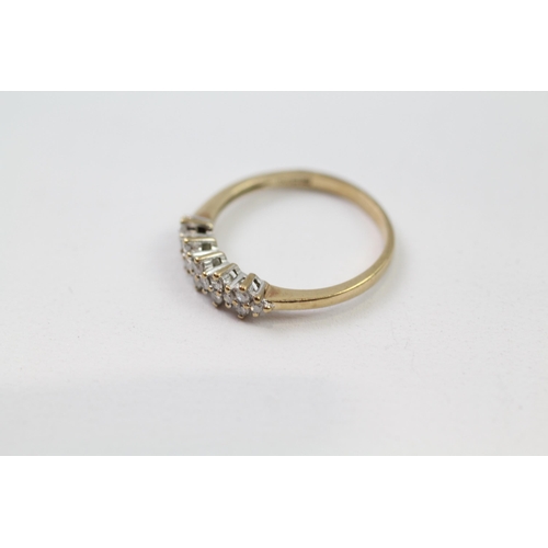 52 - 9ct gold diamond cluster half eternity ring (1.5g) Size  N