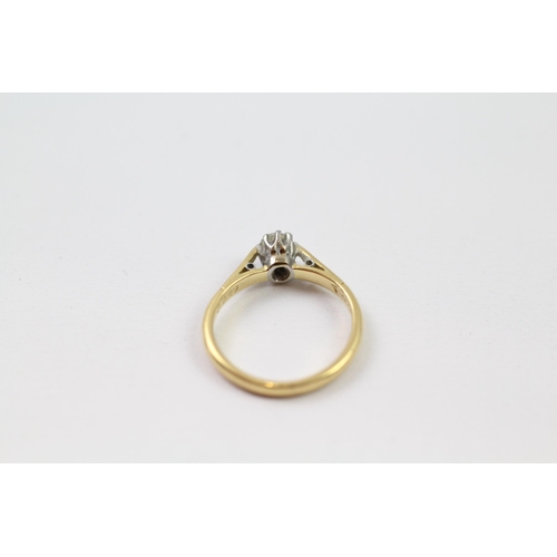 55 - 18ct gold vintage platinum set diamond solitaire (2.2g) Size  I