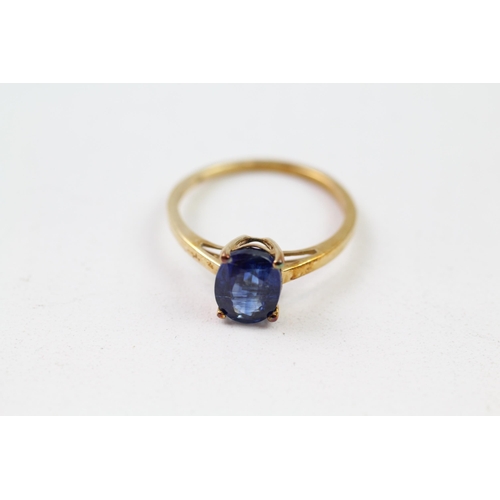 57 - 9ct gold kyanite solitaire ring (2.2g) Size  S