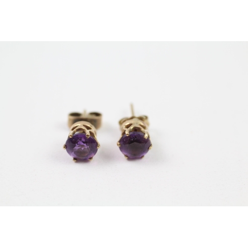 84 - 9ct gold amethyst stud earrings (1.8g)