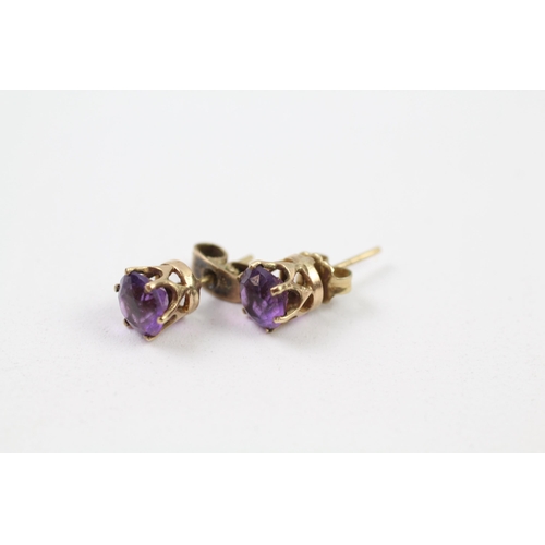 84 - 9ct gold amethyst stud earrings (1.8g)