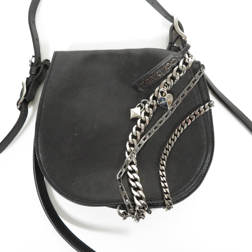 235 - Jimmy Choo Leather Crossbody Bag In Black With Chain & Charms