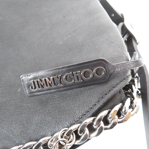 235 - Jimmy Choo Leather Crossbody Bag In Black With Chain & Charms