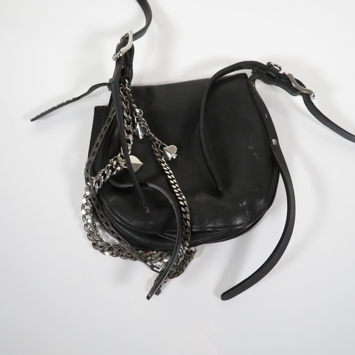 235 - Jimmy Choo Leather Crossbody Bag In Black With Chain & Charms