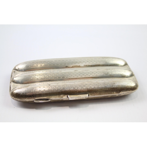 264 - Antique Hallmarked 1923 Birmingham Sterling Silver Triple Cigar Case (110g)