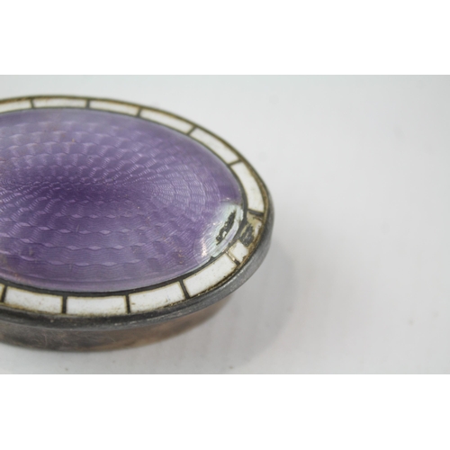 265 - Antique Edwardian 1909 Birmingham Sterling Silver Oval Trinket Box w/ Enamel 33g