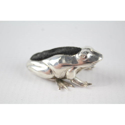 266 - Vintage Stamped .925 Sterling Silver Novelty Frog Pin Cushion (12g)