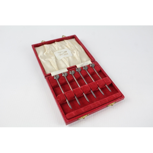 269 - 6 x .925 sterling novelty cocktail sticks cases