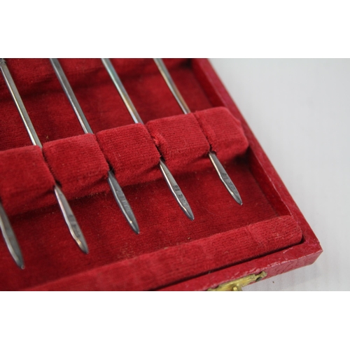 269 - 6 x .925 sterling novelty cocktail sticks cases