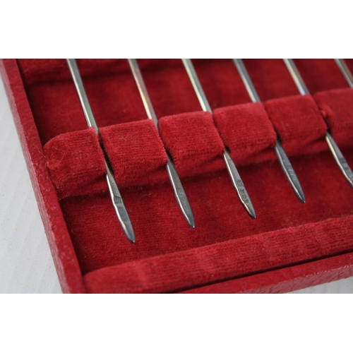 269 - 6 x .925 sterling novelty cocktail sticks cases