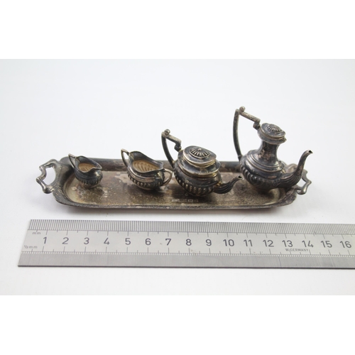 271 - 5 x Vintage Hallmarked 1978 Birmingham Sterling Silver Miniature Tea Set (67g)