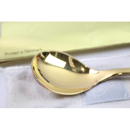 279 - GEORG JENSEN Stamped .925 Denmark Sterling Siler Gilt Spoon w/ Enamel (46g)